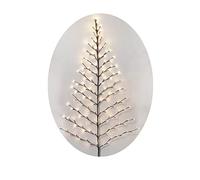 Lighted Christmas Wall Tree - Indoor/Outdoor LED 5 Foot High - Cool White Lights - Battery Operated with Timer