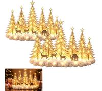 Lighted Christmas Woodland Forest Wall Decor, Enchanted Winter Grove (2PCS) | Warm White Lighted Rustic Winter Scene Decoration, With LED Reindeer & Tree Ornament, For Living Room, Space Saving