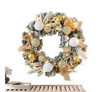 Lighted Christmas Wreath,11.81in Prelit Wreath Christmas Outdoor Decorations Snowy Flocked with Balls - Christmas Decoration Garland Battery Operated for Window