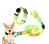 Lighted Dog Leashes for Night Walking, Portable Lighted Dog Ropes with Collar, Glowing in The Dark Dog Leashes and Collars Set, 3 Lighting Modes for Pet Safety