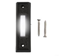 Lighted Doorbell Button Wired for DC12-24V, LED Illuminated Door Chime Push with Wall Mounted Design, Replacement ABS Construction in Black