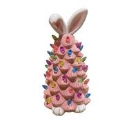 Lighted Easter Bunny Tree Resin Figurines, Light up Easter Bunny Decor Spring Rabbit with Colorful Lamp Beads and Bunny Ear Top, Easter Tree Decor for Home Tables