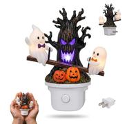 Lighted Ghost On Seesaw Night Light, Animated Seesaw Ghost Night Light for Halloween, 3D Glowing Ghosts Nightlight On The Seesaw, Plug-in LED Nightlight Halloween Decor (1pc)