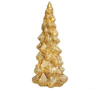 Lighted Glass Christmas Tree Tabletop Centrepiece with Soft Glow for Holiday Decoration on Mantle, Shelf or Living Room(A)