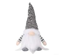 Lighted holiday doll ornament for Christmas home decoration on mantels and tabletops, designed to create a cozy and festive ambiance (gray)