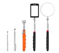 Lighted Inspection Mirror and Magnetic Pickup Tool Set of 5-Telescoping Handle,360 Swivel for Extra Viewing,Pickup Tool Meet the Needs of Various Occasions,Useful Gifts for Men,Mechanic,Automotive