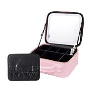 Lighted Makeup Bag - 3 Color Adjustable LED Mirror, Large Capacity PU Leather Cosmetic Case, 1300g Travel Makeup Organizer | Portable Beauty Storage for Women Girls Birthday Gift Trips