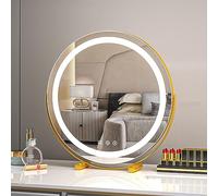Lighted Makeup Mirror LED Lights,Dressing Table Vanity Mirror - Free Standing Tabletop Makeup Cosmetic Mirror,Placement Ideal For Makeup Shaving Dressing Table Vanity Desk And T(Size:30cm,Color:Gold)