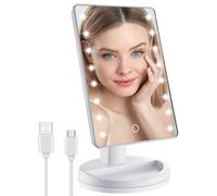 Lighted Makeup Mirror with Lights, Vanity Mirror with Lights, 16 LEDS Dimmable Desk Mirror with Light, Dual Power Supply, Gifts for Teenage Girls, Beauty Makeup Mirror, Dorm Room Essentials for Girls