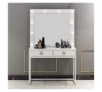 Lighted Makeup Vanity Set with Mirror 10 Bulb Dressing Table for Bedroom Stylish Black Writing Desk Modern Beauty Station (Size: 80x40x160cm)