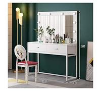 Lighted Makeup Vanity Table with 10 LED Lights & 2 Drawers Elegant Dressing Table for Women & Girls Stylish Bedroom Furniture (Color: White)