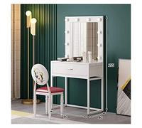 Lighted Makeup Vanity Table with 10 LED Lights & 2 Storage Drawers Elegant Dressing Table for Women & Girls White Perfect for Bedroom Decor