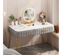 Lighted Makeup Vanity Table with Spacious Sliding Drawer 3 Lighting Modes Bedroom Dressing Table Stylish Grey Finish 80cm/31.5in
