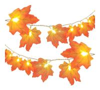 Lighted Maple Leaf Garland 19.69Ft - Fall Seasonal LED String Lights, Decorative Hanging Vine Lighting, Warm Atmosphere Decor | Indoor Outdoor Party Wedding Garden Autumn Festival Decoration Use