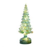 Lighted Mercury Glass Christmas Trees - 10.6 Inch LED Illuminated Tabletop Decor with Built-in Timer, Battery Operated Centerpiece for Xmas Party in Gold and Silver (Green)