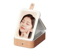 Lighted Mirror Makeup Box - Portable Carrying Case, Crocodile Skin Texture Led, Cosmetic Storage Organizer, Large Size Makeup,Convenient Design, Girls Accessories for Home, Travel, 8.27x5.59 Inches