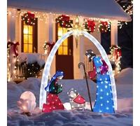 Lighted Nativity Scene Outdoor Christmas Decoration 5FT Lighted Christmas Yard Decor Set with 150 LED Lights,Iridescent Nativity Scene Xmas Decor, Christmas Yard Decorations for Yards & Lawns (B)