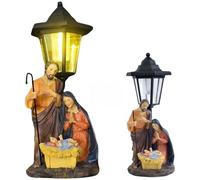 Lighted Nativity Scene Outdoor, Solar Holy Family Nativity Set Christmas Lights, Resin Catholic Yard Statues for Garden Christmas Decor, Scene Outdoor
