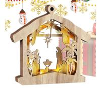 Lighted Nativity Scene,Religious Wood Statue Party Supplies - Indoor Wooden Nativity Decor With LED Light,for Fireplace Bedroom Office Desk Table Shelf Farmhouse Holiday