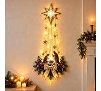 Lighted Nativity Wall Decor, Bethlehem Star Of Faith LED Christmas Ornament | Lighted Nativity Wall Decor, 3D Jesus Manger Scene With LED Lights, Religious Christmas Hanging Ornament For Indoor Hanging