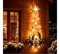 Lighted Nativity Wall Decor,Bethlehem Star of Faith,Lights LED (1PCS) | LED Christmas Wall Hanging With Holy Family Scene&Warm Lights For Home,Fireplace&Entryway,Lighted Nativity Wall Decor