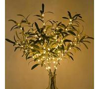 Lighted Olive Branches,Battery Powered Artificial Greenery Branches | White Artificial Plant Olive Lights Decorative for Home Spring Christmas Party Wedding Vases Table Decoration