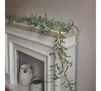 Lighted Olive Garland Battery Operated with Timer 96 Fairy Lights 6FT, Artificial Greenery Twig Vine Lights, Mantle Fireplace Vine Garland for Christmas Spring Fireplace Mantle Indoor Outdoor