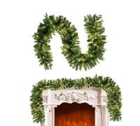 Lighted Pine Garland Decorations - Fairy Lights, Christmas String Lights | Battery Operated Green Garland Christmas Lights with Pine for Gardens, Porch, Practical Design