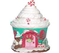 Lighted Pink Christmas Gingerbread House Ornaments, Christmas Candy Gingerbread House Decor with LED Light, Bling Candy House Gingerbread Ornaments Desktop Adornment for Indoor Room Decor (Green)