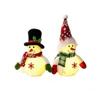 Lighted Plush Snowman Set 2-Pack LED Glow(2Pcs) | for battery operated lights, safe indoor use, shatter-resistant plastic, cozy winter ambiance, for easy setup