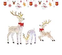 Lighted Reindeer Christmas - 3 Pieces Realistic Lamp, Led Reindeer Yard Decoration, Festive Ornament Outdoor Decor | Easy Setup For Indoor Home Family Holiday Lawn Garden Pathway Nighttime Ground