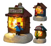 Lighted Santa’s Workshop House - Resin Christmas Village Centerpiece with Warm White LED Night Light