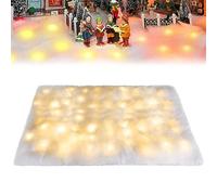 Lighted Snow Blanket 71x18 Inch Battery Powered Christmas Snow Blanket Roll with LED Lights Strings Fake Snow Blanket for Christmas Tree Skirt Mantle Winter Display, Snow Blanket