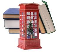Lighted Snow Globe - Phone Booth Christmas Glitter Lantern,Lighted Water Lantern, Christmas Decorations, Light up Snow Globe for Bedroom Living Room