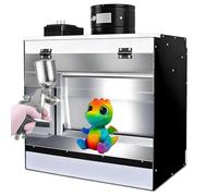 Lighted Spray Booth with Water Curtain, Benchtop Airbrush Station with Removable Water Tank and LED Lights, for Painting Model Parts Cakes Pottery