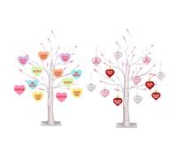 Lighted Trees for Indoor Decor - 24 Inch Festive Decorations, Birch Trees | Warm White Glowing Romantic Artificial Branch Light, Battery Operated Heart Shaped Ornament Desktop Centerpiece for Home Tab