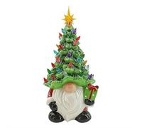 Lighted Up Gnomes Christmas Tree Decorations, 8 Inch Faceless Old Man Resin Christmas Tree, Small Mini Prelit Xmas Holiday Decor for Tabletop Home Room Table Fireplace Office