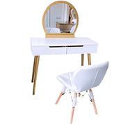 Lighted Vanity Mirror Desk - Modern Makeup Table with Drawers, Stylish Small Dressing Desk for Bedrooms, Elegant Simplicity for Beauty Enthusiasts