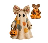 Lighted Vintage Patch Work Ghost | LED Patch Ghost Figurine Light | Cute Patching Ghosts Figurine Table Lamp | Novelty Rustic Farmhouse Fabric Ghosts Night Lamp Halloween Decor for Home