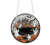 Lighted Vintage Patchwork Ghost, Light Up Ghost with Pumpkin Lantern Halloween Decor, Vintage Halloween Patchwork Ghosts Lamp, Rustic Fall Figurine Decoration for Mantel Shelf Entryway Porch (F)