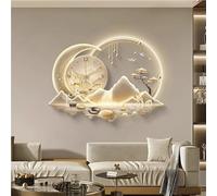 Lighted Wall Art Decor Clock, Modern Landscape Sculpture, Plug-in Power Supply Relief LED Decorative Painting for Living Room, Bedroom