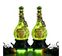Lighted Witches' Brew Poison Bottle Glitter Globe Green Glow (2)
