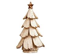 Lighted Wooden Christmas Tree, Rustic Tabletop Decor, LED Lamp，Large | Vintage Farmhouse Layered Design for Mantel Shelf Display, Battery Operated Holiday Keepsake