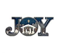 Lighted Wooden Nativity Scene Sign - 3D Carved Joy Letters, Freestanding & Wall-Mounted Christmas Decoration, Birth of Jesus Ornament for Christians, Friends & Family