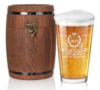 LIGHTEN LIFE 50th Birthday Gifts for Men 450ml,1975 Beer Glass in Barrel Box,50th Birthday Glass Gift Ideas for 50 Years Old Dad,Husband,50th Beer Glass Gift