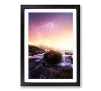 Lightening Over Laguna Beach in Abstract Framed Print | A2 Black Framed Wall Art | Ready to Hang | Abstract Beach Picture | Living Room Bedroom Lounge Office