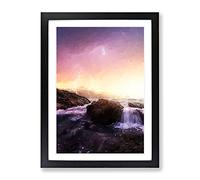 Lightening Over Laguna Beach In Abstract Modern Framed Print | A4 Black Framed Wall Art | Ready to Hang | Abstract Beach Picture | Living Room Bedroom Lounge Office