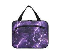 Lightening Purple Nature hanging large make up bag with hook, designer waterproof for mom maletín para maquillaje L, lightening purple nature, Modern