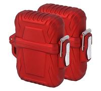Lighter Case, 2PCS With Plastic and Zinc AlloyMaterial Matches Survival Lighter for Outdoor Camping Travel (Red)