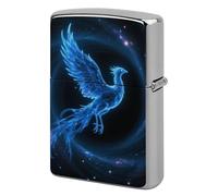 Lighter Case Personalized Blue Phoenix Lighter Cover Metal Protector Reusable Double-Sided Graffiti Lighters Sleeve for Women Men